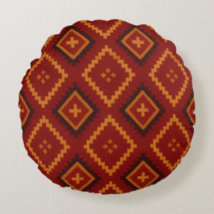 Motivos geométricos rojos y negros Almohada redond