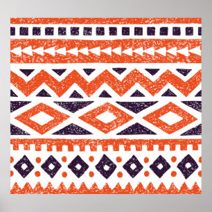 Motivos tribales aztecos, impresión a rayas