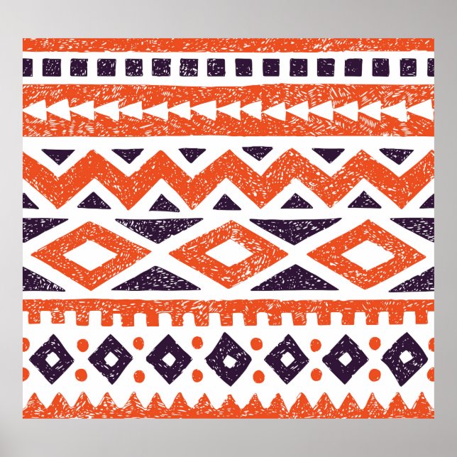 Motivos tribales aztecos, impresión a rayas (Frente)