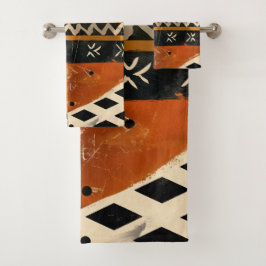 Motivos tribales en tonos negro y tierra