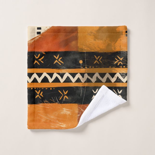 Motivos tribales en tonos negro y tierra (Toallita)