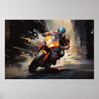 Moto Race Action Sport Pintura Resumen Decoración 