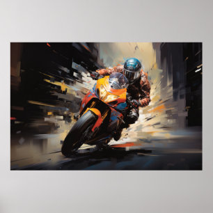 Moto Race Action Sport Pintura Resumen Decoración 