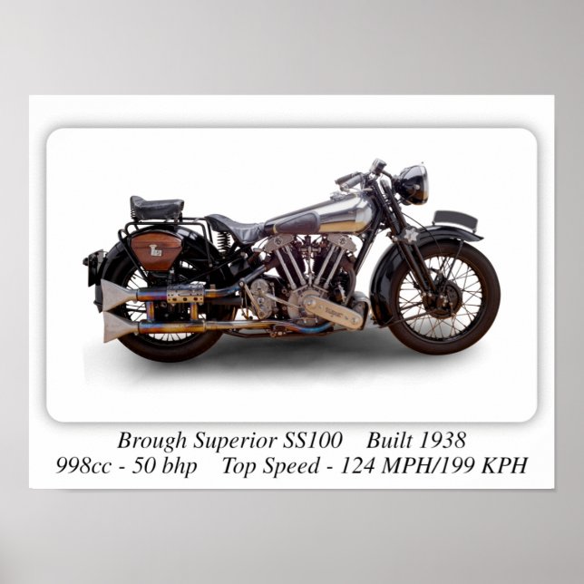 Motocicleta Brough Superior SS100 - Impresión A3 S (Frente)