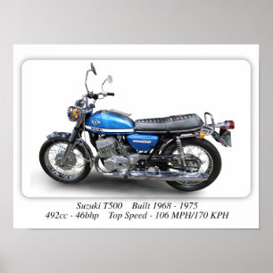 Motocicleta clásica Suzuki T500 - Impresión de tam