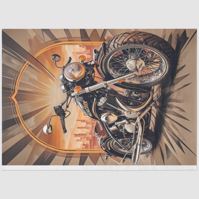 Motocicleta con fondo de ciudad Colores Papel tapi (Anverso)