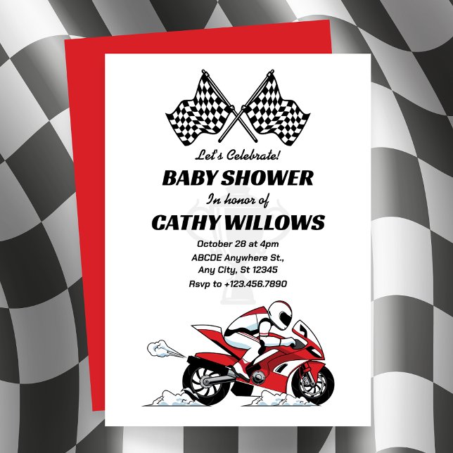 Motocicleta de carreras de bebé ducha Invitación (Subido por el creador)