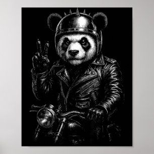 Motocicleta de la señal de paz del punk del panda