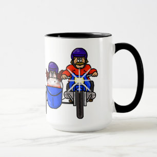 Motocicleta del hombre y de la mujer con la taza