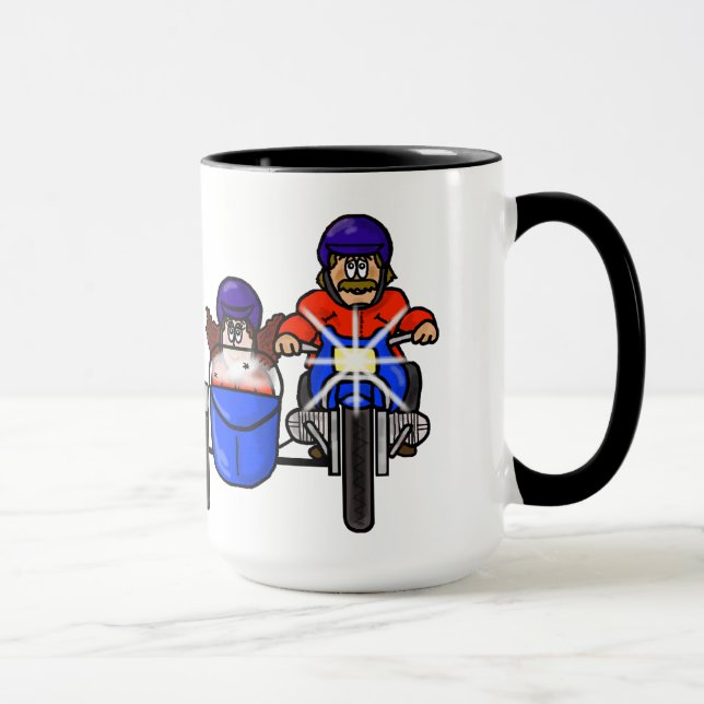 Motocicleta del hombre y de la mujer con la taza (Derecha)