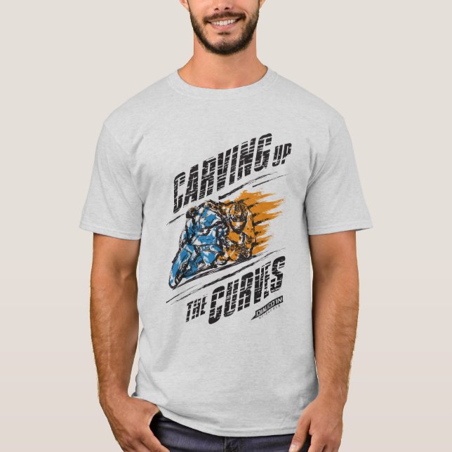 Motocicleta deportiva camiseta con curvas (Anverso)