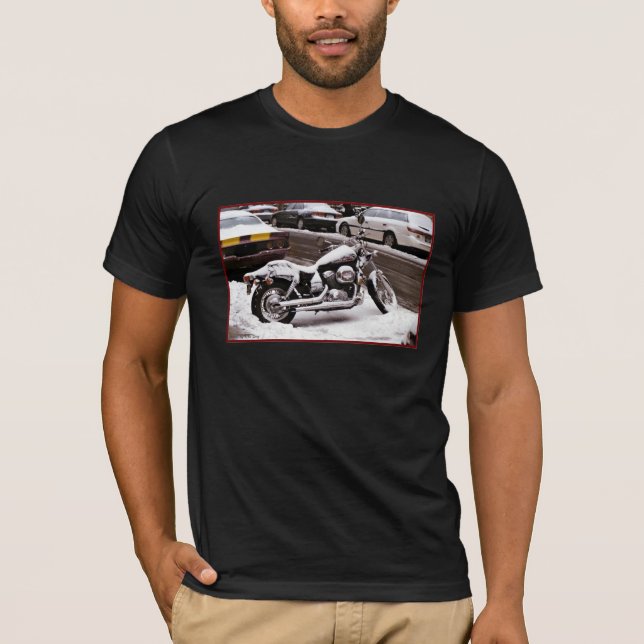 'Motocicleta en invierno' camiseta para adultos (Anverso)