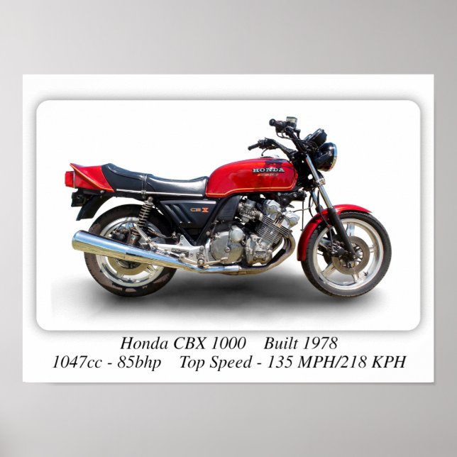 Motocicleta Honda CBX 1000 - Poster de impresión A (Frente)