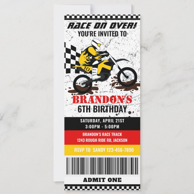 Motocicleta, invitación para el cumpleaños de la b (Anverso)