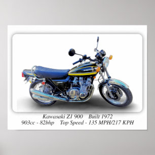 Motocicleta Kawasaki Z1 900 - Poster de impresión