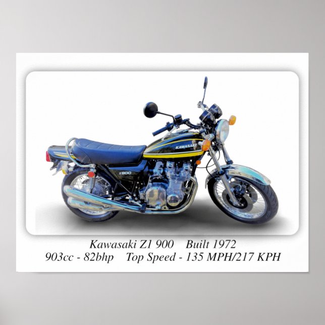 Motocicleta Kawasaki Z1 900 - Poster de impresión  (Frente)