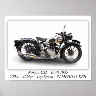 Motocicleta Norton ES2 - Poster de impresión A3 S