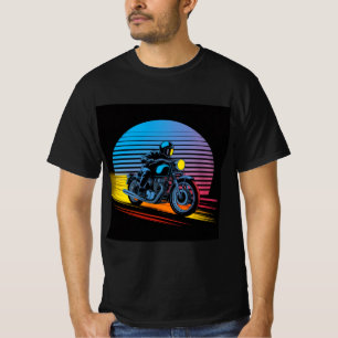 Motocicleta Retro Neon — Camiseta de Hombre Cafe R
