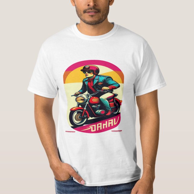 Motocicleta retro vintage diseña camiseta - (Anverso)
