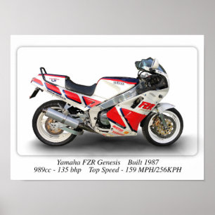 Motocicleta Yamaha FZR Genesis - Impresión A3 Size