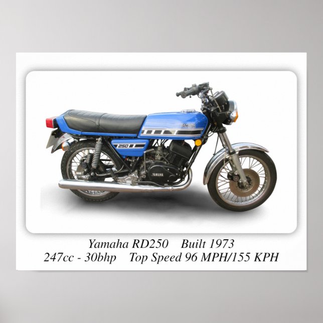 Motocicleta Yamaha RD250 - Poster de impresión de  (Frente)