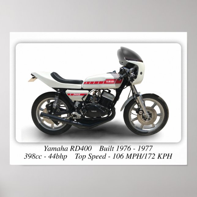 Motocicleta Yamaha RD400 - Poster de impresión de  (Frente)