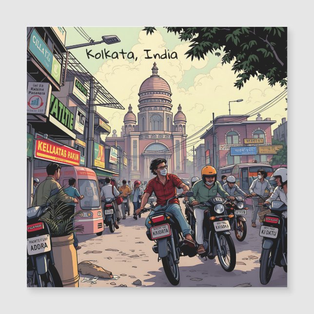 Motocicletas en el centro de Kolkata, India (Anverso)