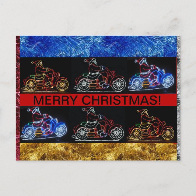 Motocicletas en una tarjeta postal de Navidad (Anverso)