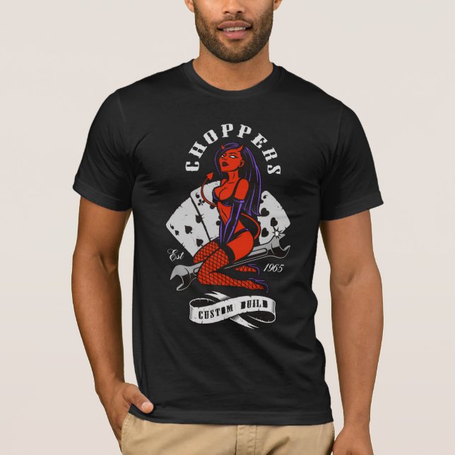 Motociclista Chica diablo camiseta (Anverso)