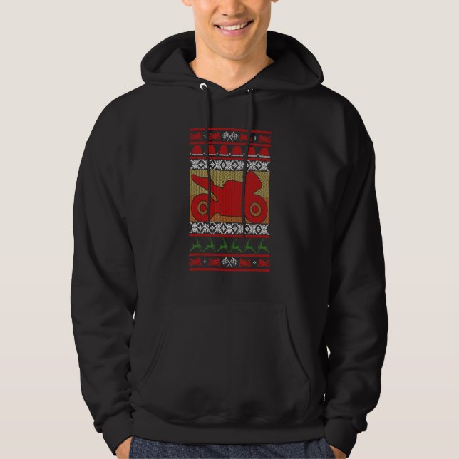 Motociclista deportivo Navidades feos suéter (Anverso)