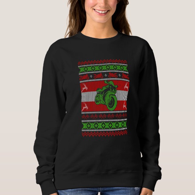 Motociclista deportivo Navidades feos suéter (Anverso)