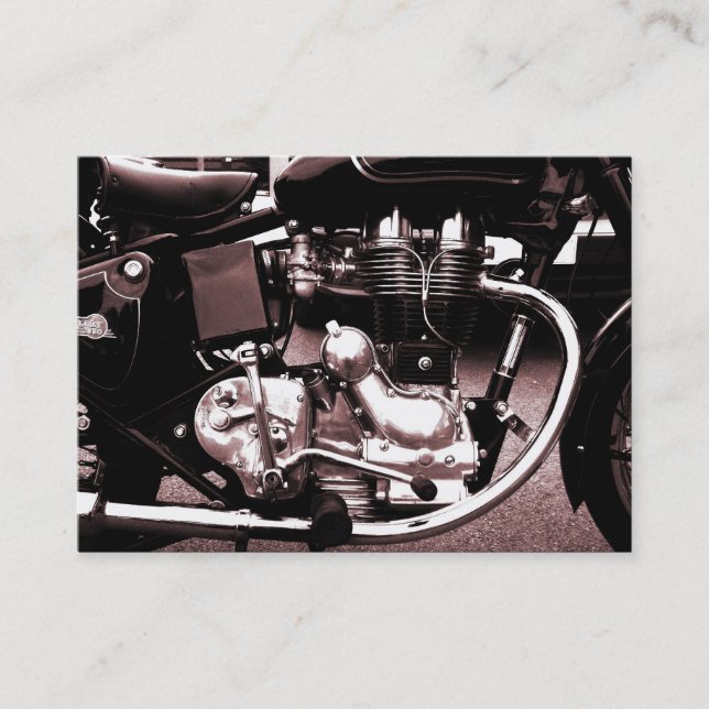 Motor clásico de la moto, mini tarjeta de la foto (Anverso)