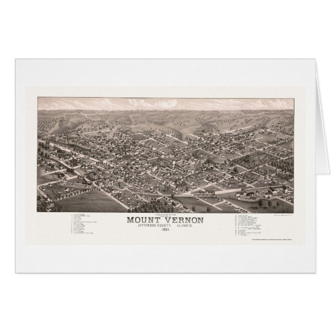 Mount Vernon, mapa panorámico de IL - 1881 (Anverso (Horizontal))