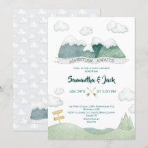 Mountain Adventures Baby Shower Invitación