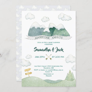 Mountain Adventures Baby Shower Invitación