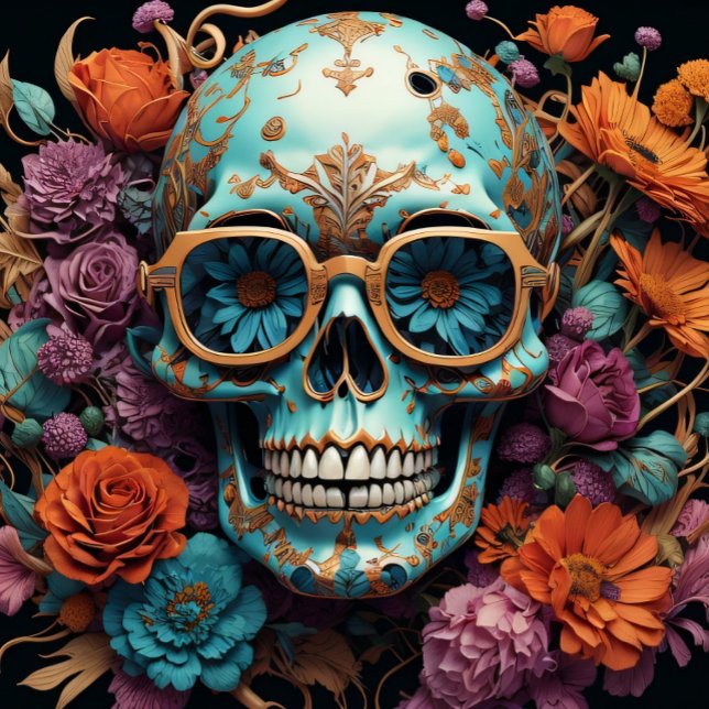Mousseline Flower Skull papel tisular azul (Subido por el creador)