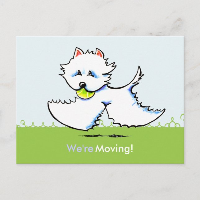 Moved Moving Westie Nuevas Invitaciones de direcci (Anverso)