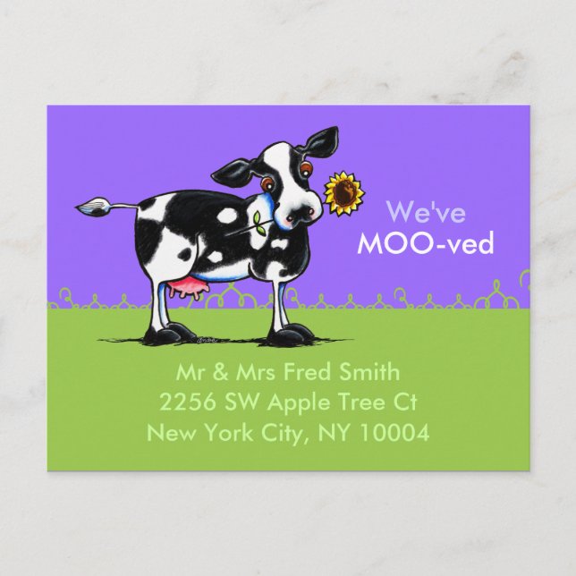 Moved Sunny Cow Nuevas Invitaciones de direcciones (Anverso)