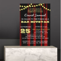 Movie Lights Yellow Bar Mitzvah Invitación