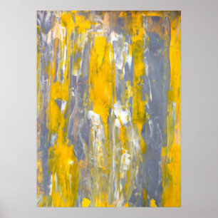 "Moviendo adelante" arte abstracto gris y amarillo