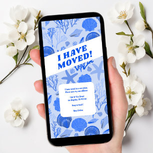 MOVIMIENTO INVITACIÓN Blue Seashells Playa sin árb