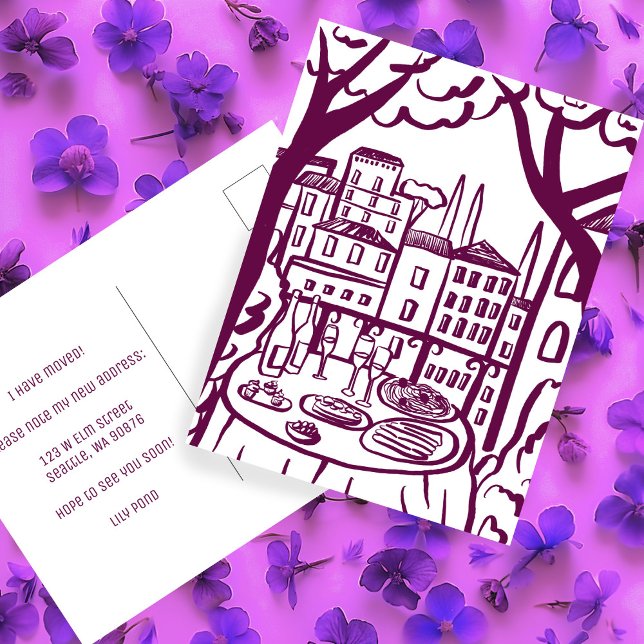 MOVIMIENTO INVITACIÓN Nueva dirección de apartamen (MOVING ANNOUNCEMENT New Apartment Change of Address Balcony Postcard
)