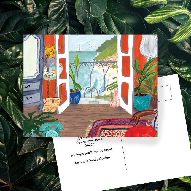 MOVIMIENTO Personalizado de INVITACIÓN Nueva acuar (MOVING ANNOUNCEMENT Custom New Address Watercolor Postcard
)