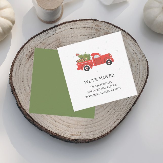 Movimos a Navidades Camión Rojo Invitación móvil (Christmas Red Truck Family Moving Announcement)