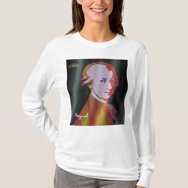 Mozart con camiseta gráfica "Me gusta" (Anverso)