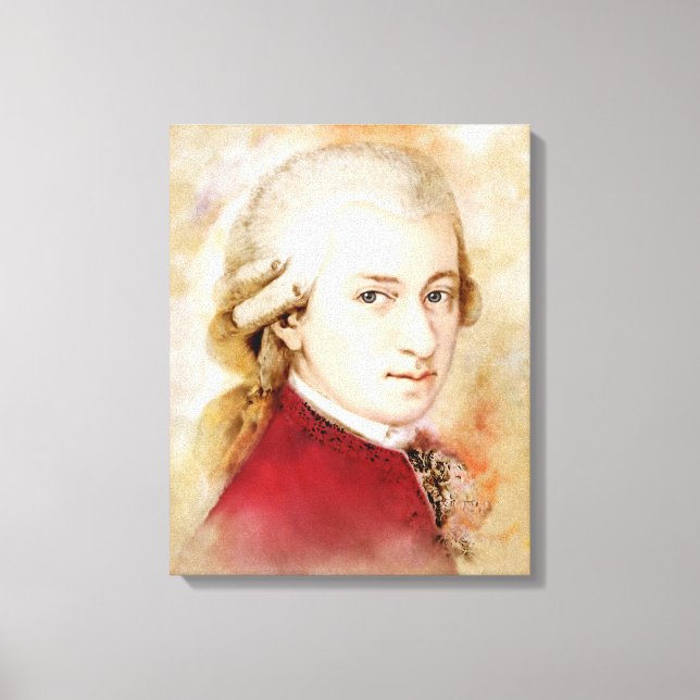 Mozart sobre lienzo - Estilo acuarela (Anverso)