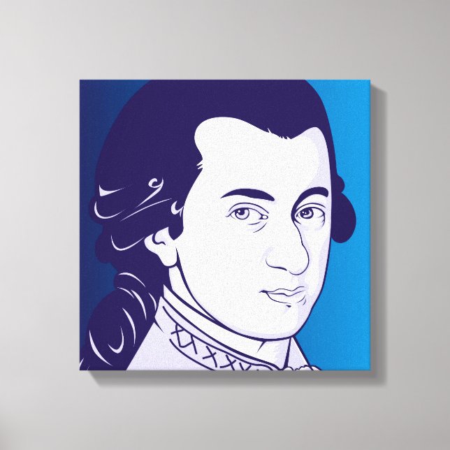 Mozart sobre lienzo - estilo Personalizado, azul/b (Anverso)
