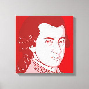 Mozart sobre lienzo - estilo Personalizado, rojo/b