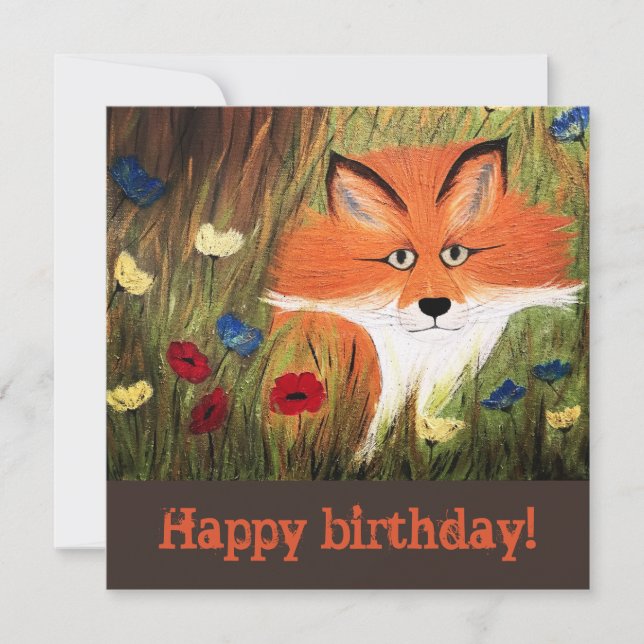 MR FOX, tarjeta plana, cumpleaños (Anverso)