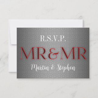 Mr. & Mr. Gay Wedding RSVP in Silver